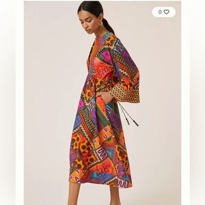 FARM Rio Dotted Patch Scarf Midi Dress